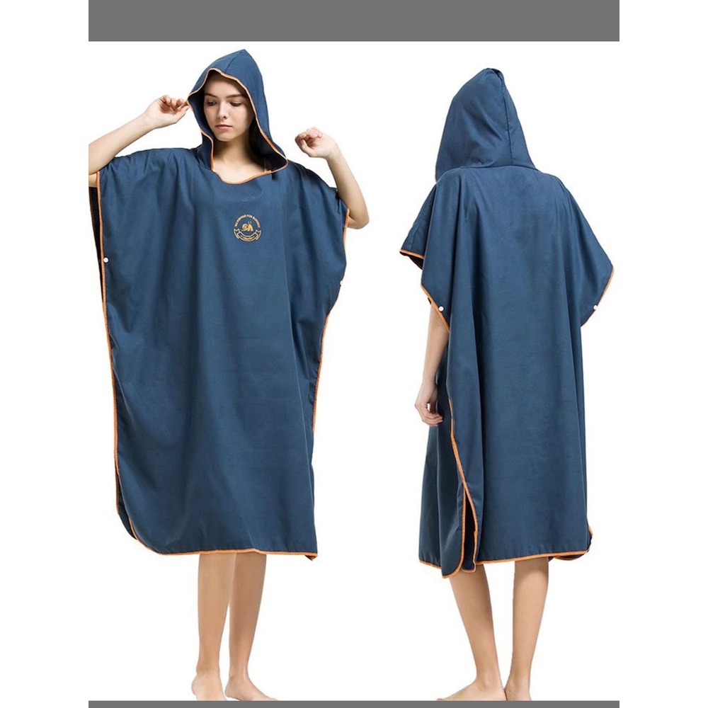 Hiturbo Microfiber Surf Poncho Adult One Size Blue New Hooded Wetsuit Robe